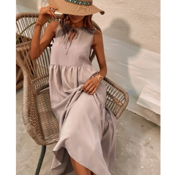 Luxe tie front ruffle hem maxi dress - Picture 15 of 16